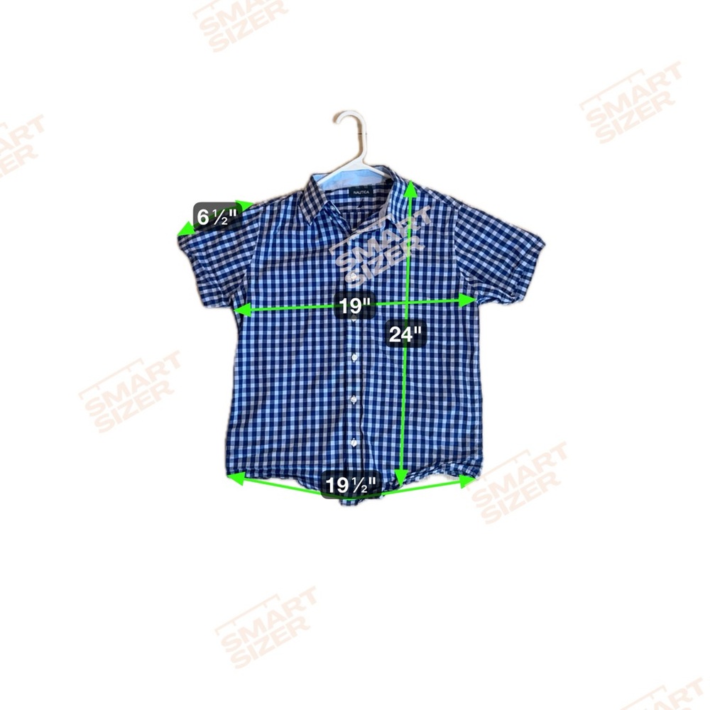 Nautica Navy Checkered Gingham Plaid Boys Button Down Shirt Short Sleeve - Picture 8 of 8
